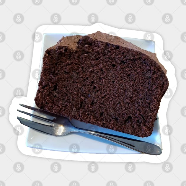 Sweet Food Chocolate Cake on Plate with Fork Sticker by ellenhenryart